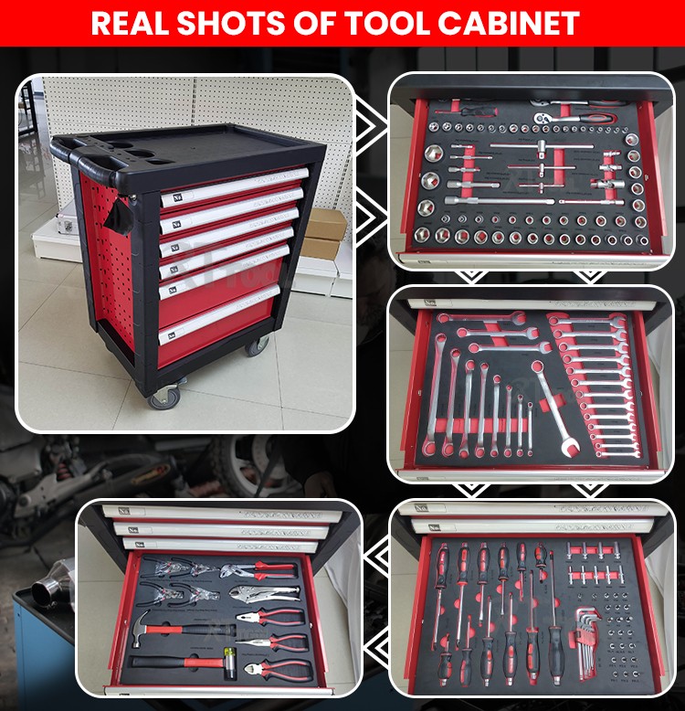 RT 160PCS 6/7 Draws Garage Storage Tool Cabinet Workshop Trolley Toolbox