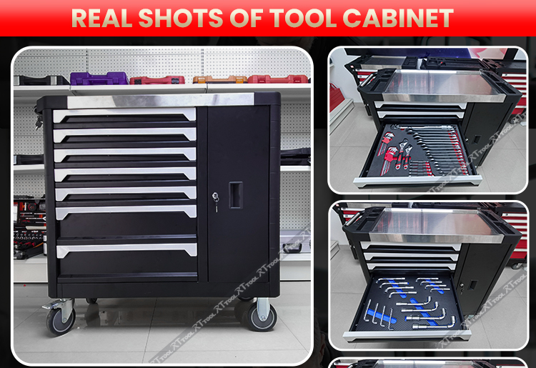 298pcs Hot Storage Metal Trolley Cabinet with Hand Tools