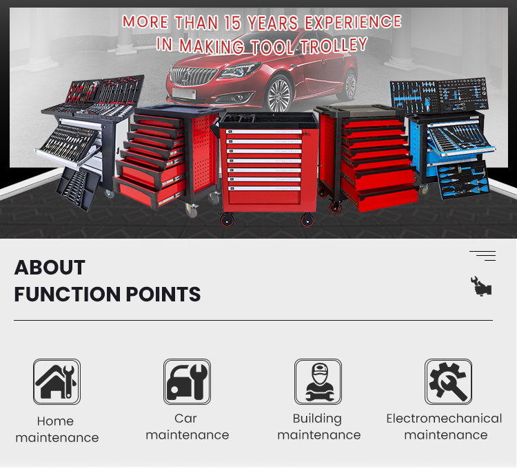 298pcs Hot Storage Metal Trolley Cabinet with Hand Tools