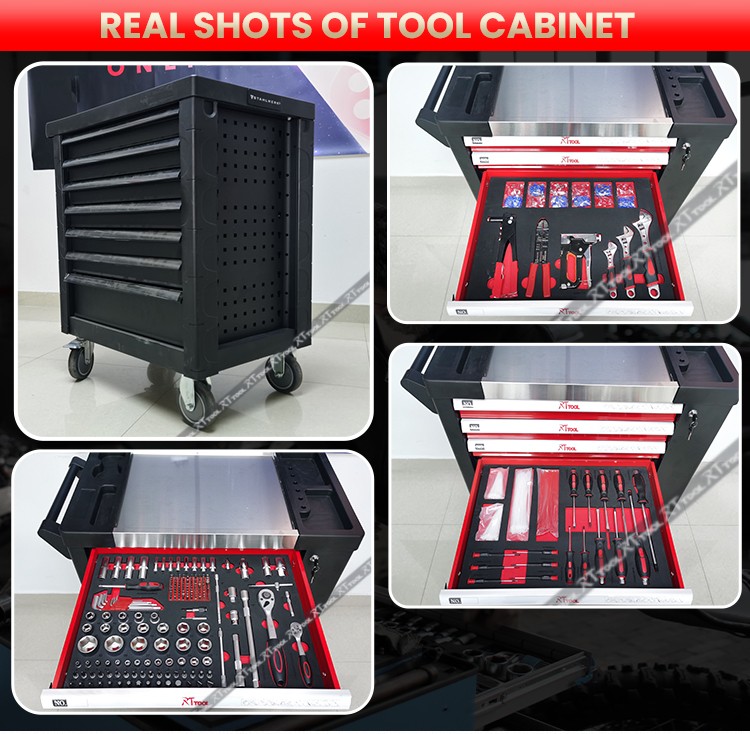 165pcs Tool Cabinet Tool Mechanic Chest Tool Workshop Trolley Set