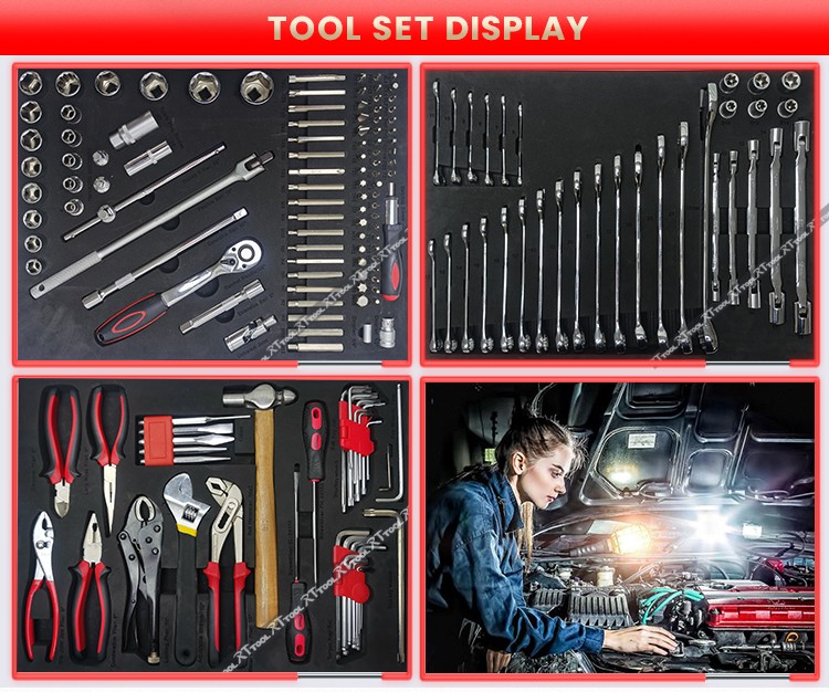 165pcs Tool Cabinet Tool Mechanic Chest Tool Workshop Trolley Set