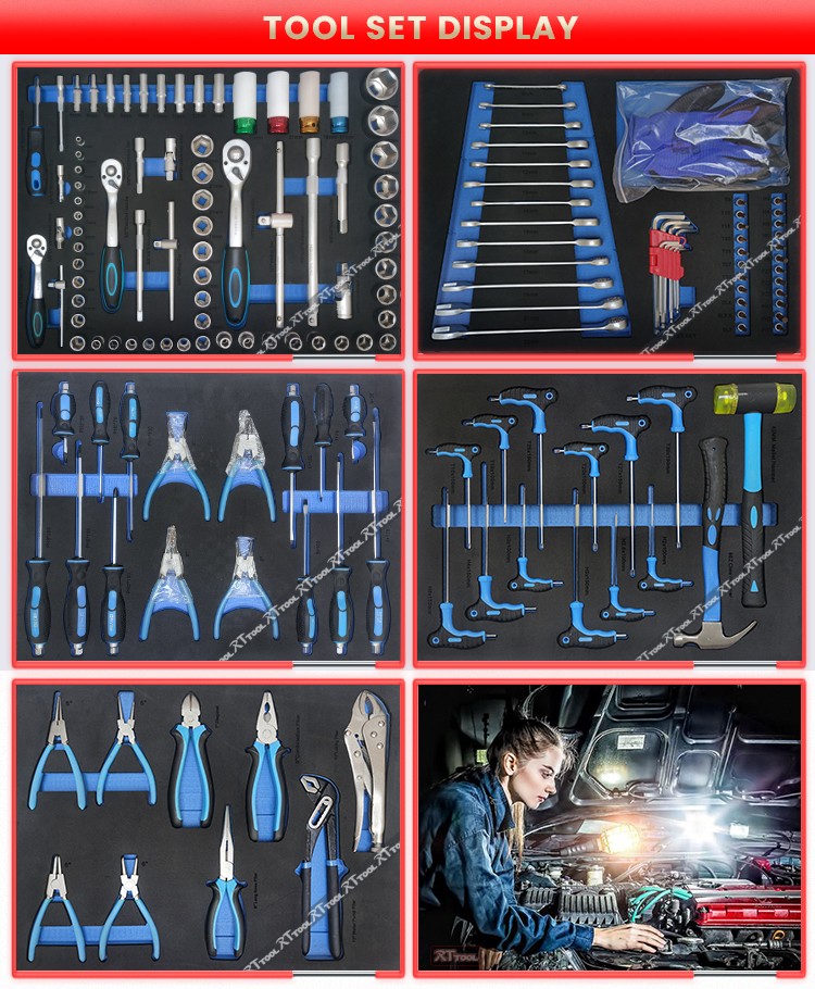 RTTOOL 175PCS Tool Set Trolley Case,Lockable Tool Cabinet Rolling Tool Storage Chest Drawers