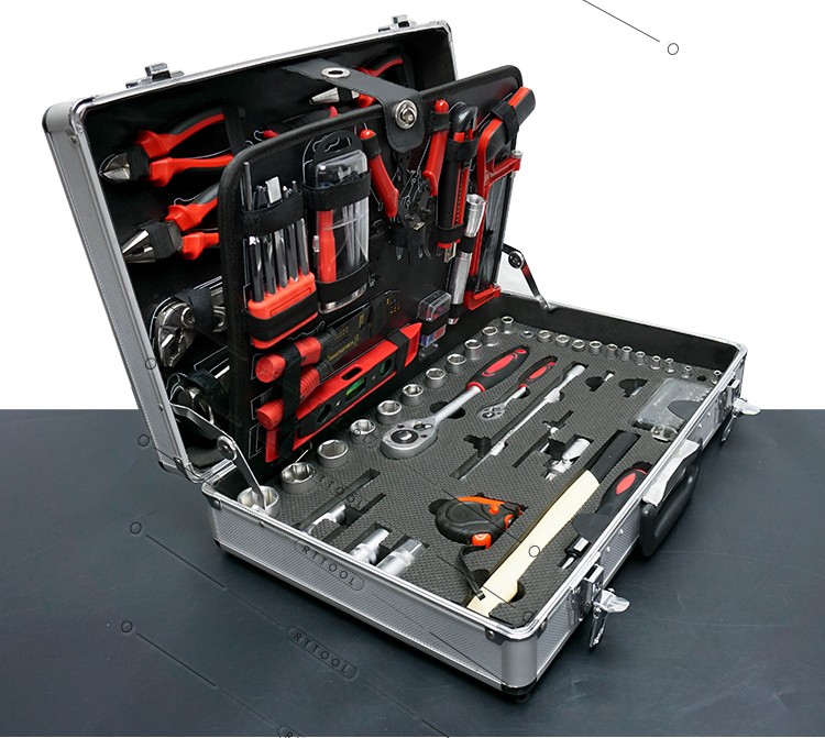 RTTOOL 125pcs Aluminum Tool Case,Hand Tool Set Professional Mechanic herramientas