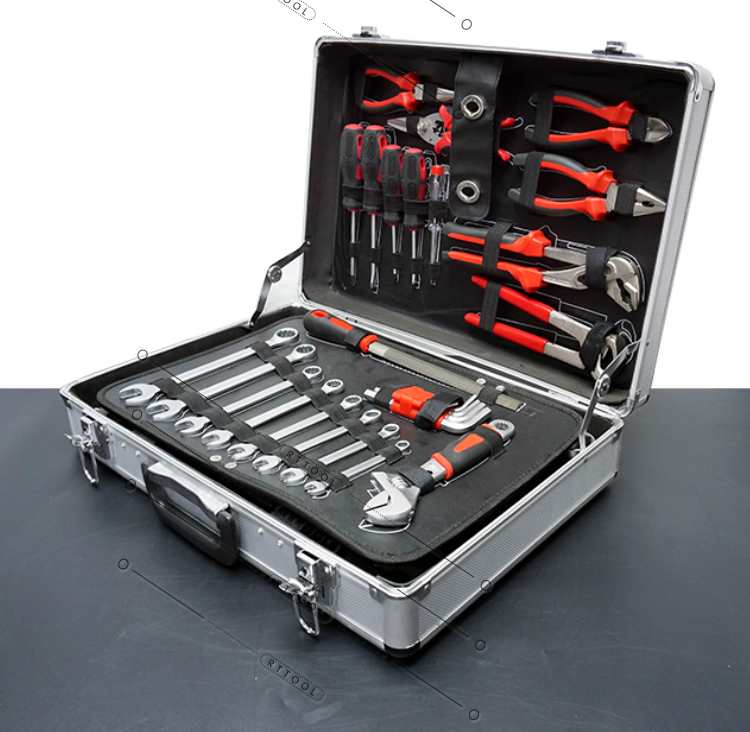 RTTOOL 125pcs Aluminum Tool Case,Hand Tool Set Professional Mechanic herramientas