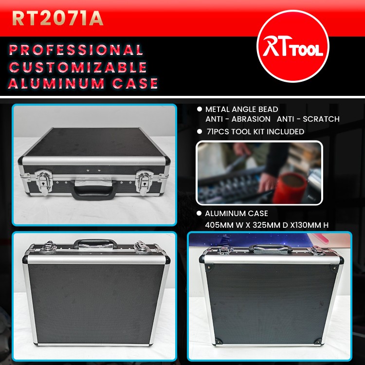 RTTOOL Custom Aluminum Case 71pcs Tools Box Set Mechanic herramientas