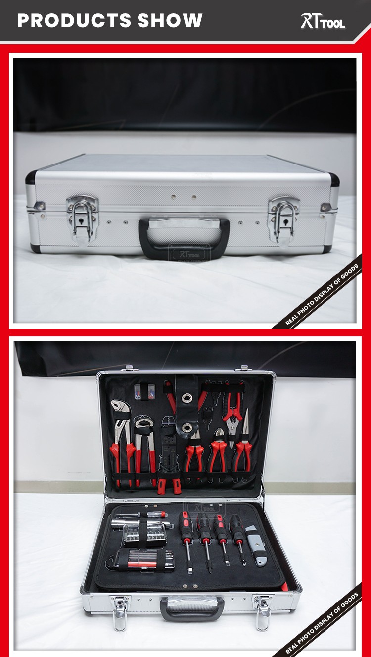 RTTOOL 133pcs Aluminum Case Garage Mechanics Tool Set Complete Box Working Tools Set