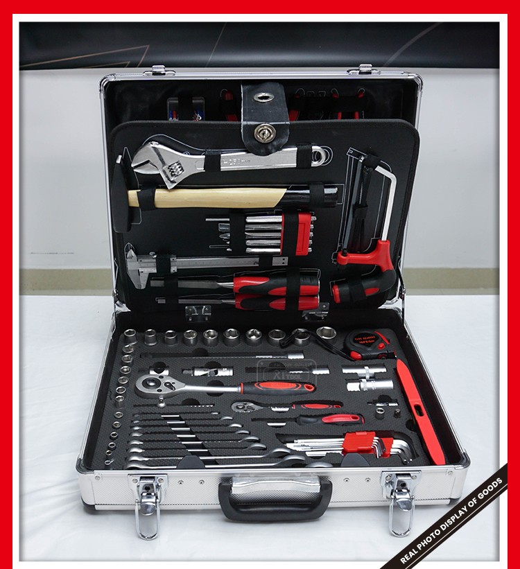 RTTOOL 133pcs Aluminum Case Garage Mechanics Tool Set Complete Box Working Tools Set