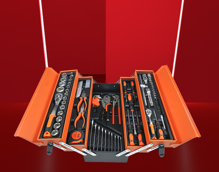 Portable tool box three-layer metal multi-function household car multi-layer foldable hardware storage box electrician tool set