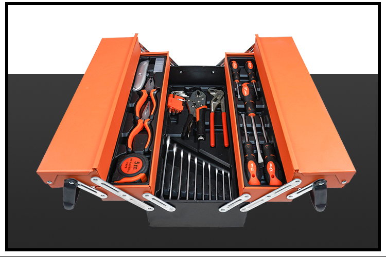 Portable tool box three-layer metal multi-function household car multi-layer foldable hardware storage box electrician tool set