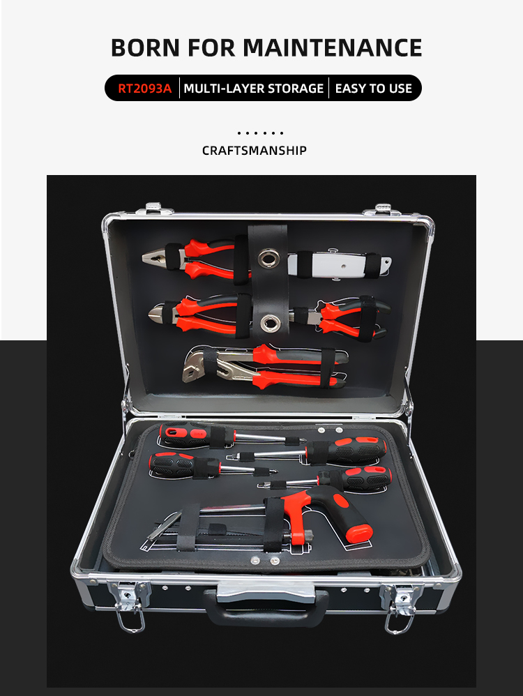 RTTOOL 93pcs Custom Aluminum Tool Case,Socket Wrench Tool Set