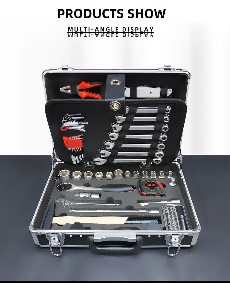 RTTOOL 93pcs Custom Aluminum Tool Case,Socket Wrench Tool Set