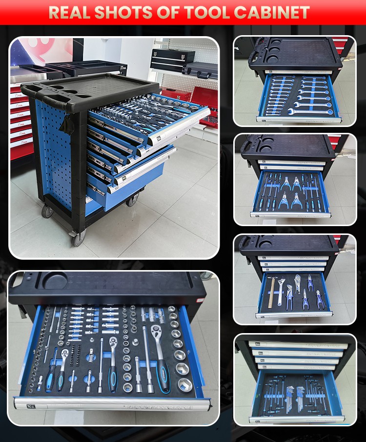 240Pcs Hot Multipurpose Car Repairing Roller Cabinet With Tools Mechanic Trolley Set