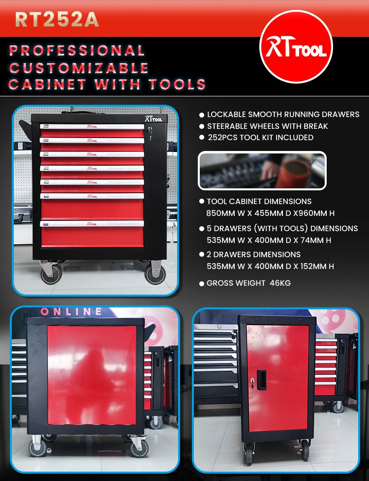 252PCS Heavy Duty Trolley Cabinet With Hand Tool Set 252PCS Heavy Duty Trolley Cabinet With Hand Tool Set