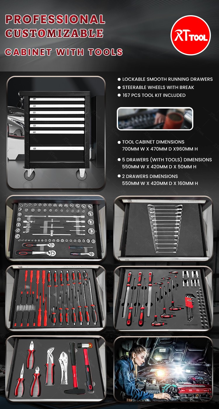 RTTOOL 167A2  High Reliability Professional Tools Storage Box Cabinet Trolley