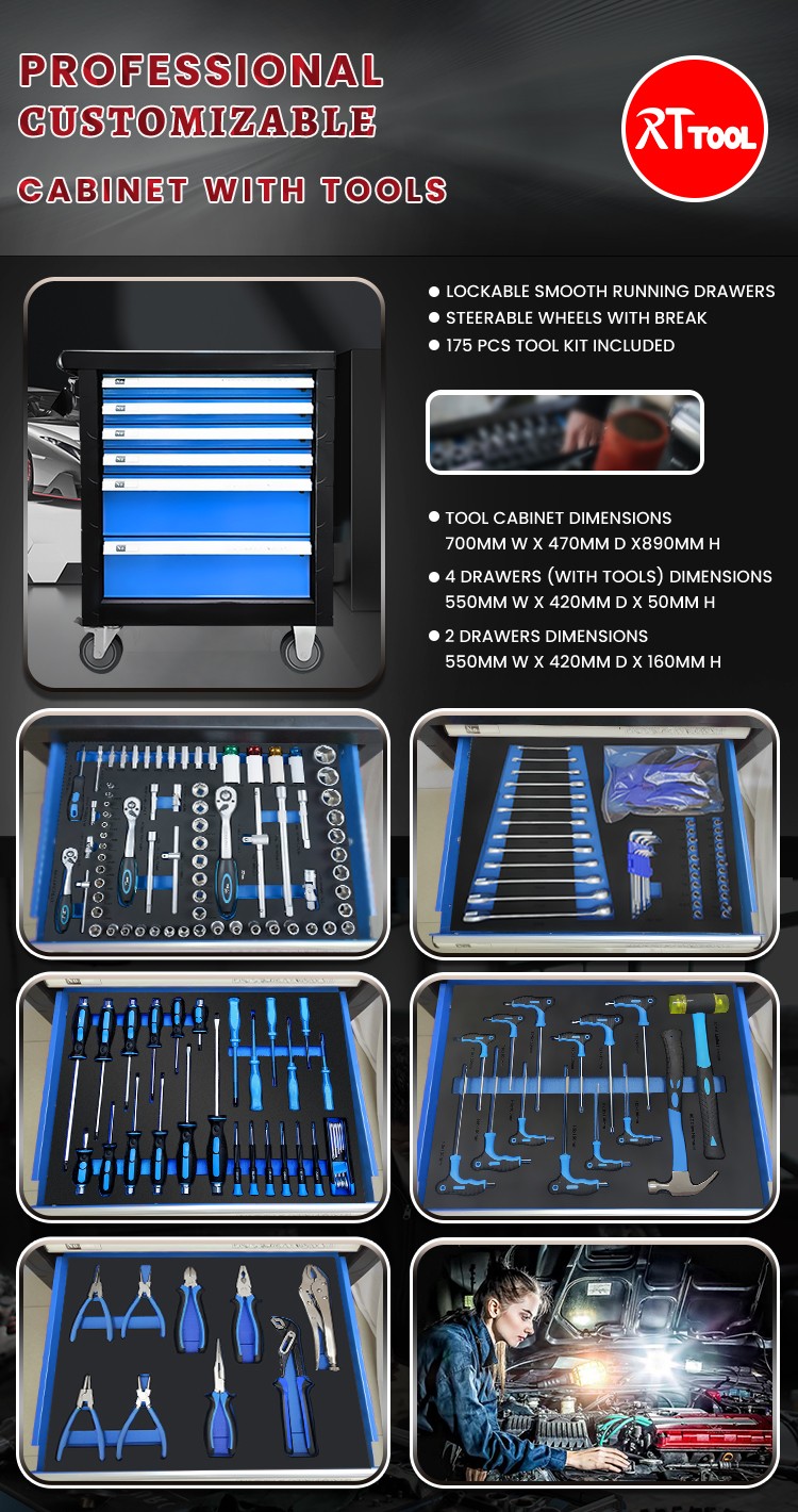 professional 175A2 hand tools household tools sets, workshop tool kit set