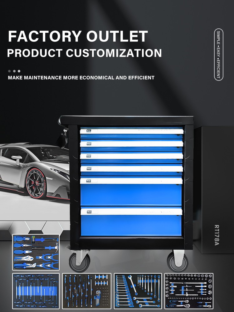 RTTOOL178A Hot Sale Professional Auto Repair Tool Cabinet Trolley Cabinet With Tools