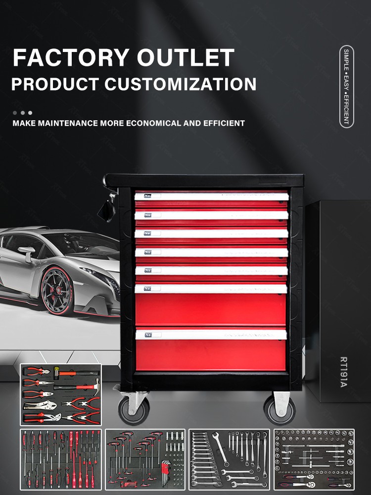 RTTOOL 191A Hot Sale Professional Auto Repair Tool Cabinet Trolley Cabinet With Tools