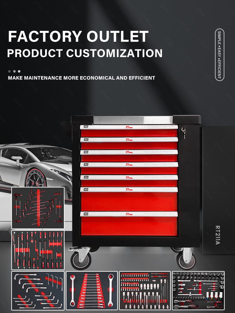 RTTOOL Professional Steel Tool Cabinet / Tool Box/ Tool Sets With 211pcs Tool Storage