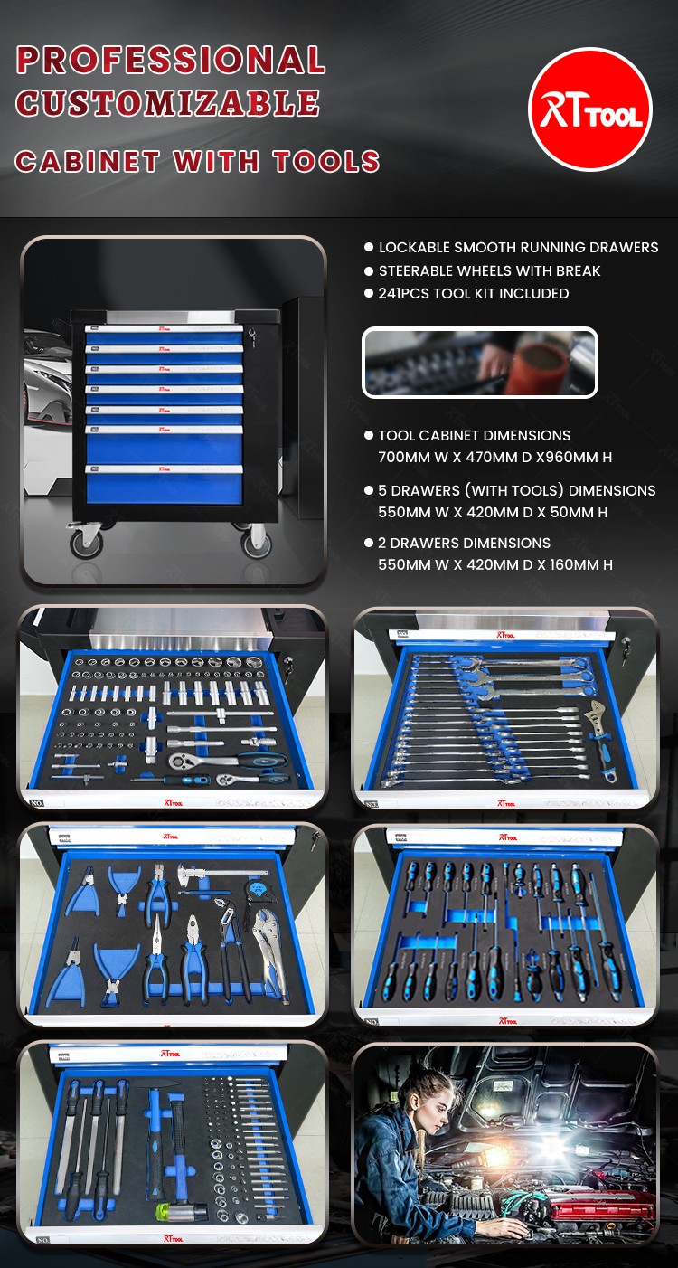 RTTOOL 241A Hand tools, workbench tools with tool cabinet, car repair tool cabinet