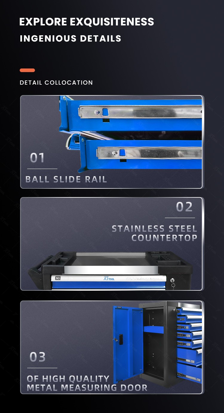 RTTOOL RT244A  Hot Sale Professional Auto Repair Tool Cabinet Trolley Cabinet With Tools