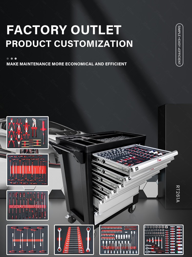 RTTOOL 261A Hot Sale Tool Cabinet Side Door Maintenance Trolley Tool Set For Sale