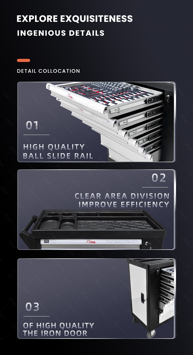 RTTOOL 261A Hot Sale Tool Cabinet Side Door Maintenance Trolley Tool Set For Sale