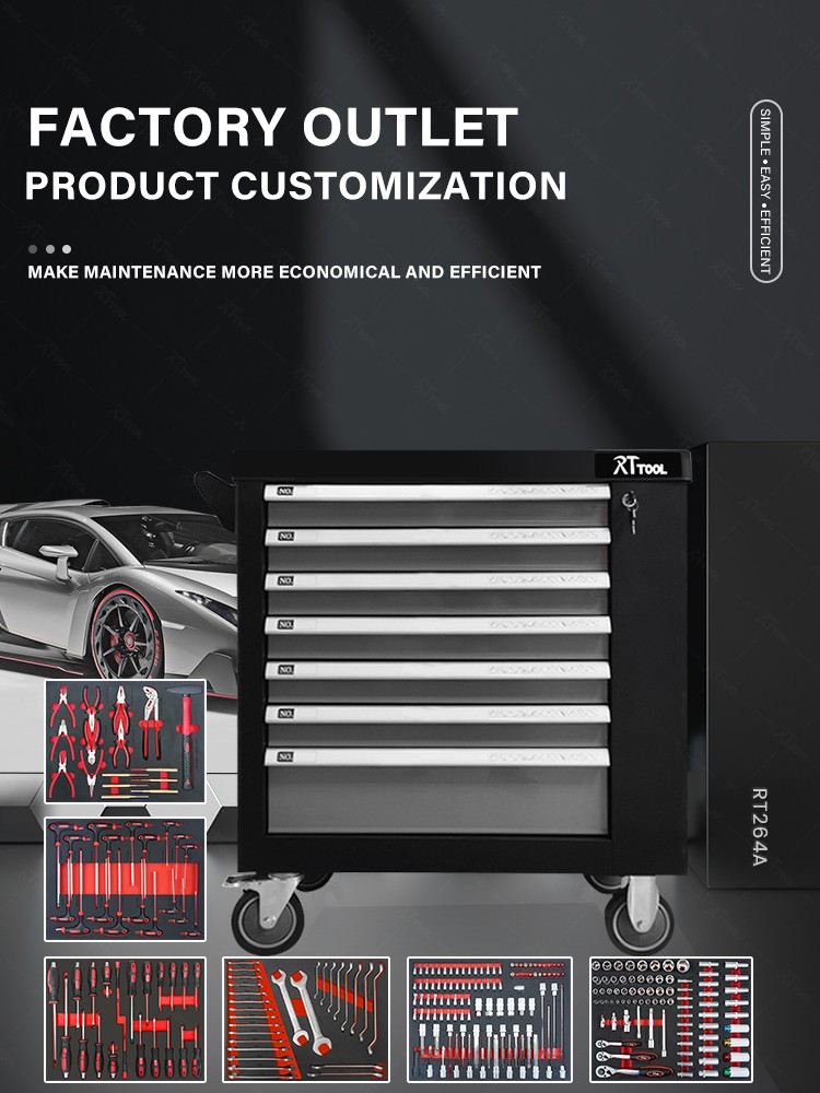 RT TOOL 264A Hot Sale Professional Auto Repair Tool Cabinet Trolley Cabinet With Tools