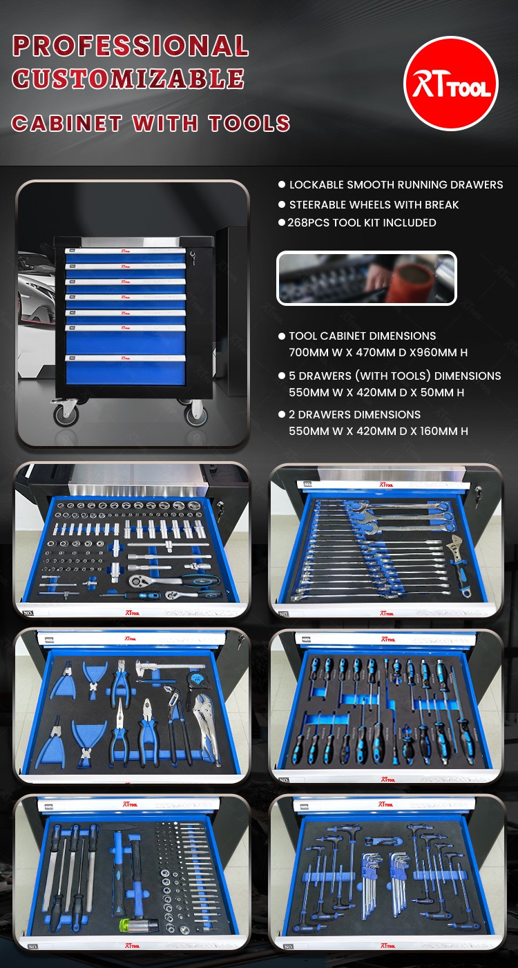 RT TOOL 268A Hot Tool Cabinet 7 Drawer Professional Metal Tool Box