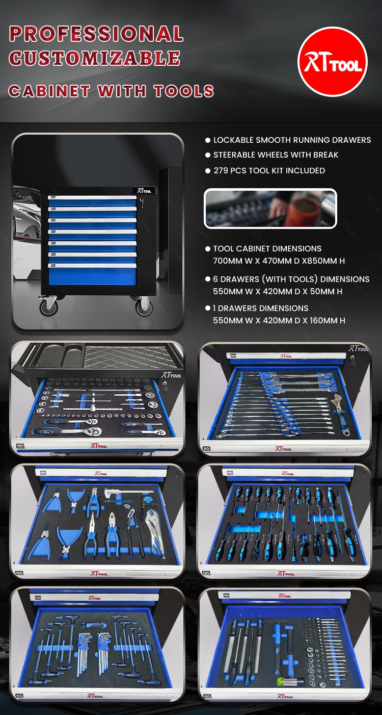 RT TOOL 279A Professional Tool Box With Tools/7 Drawer Cabinet/Tool cabinet