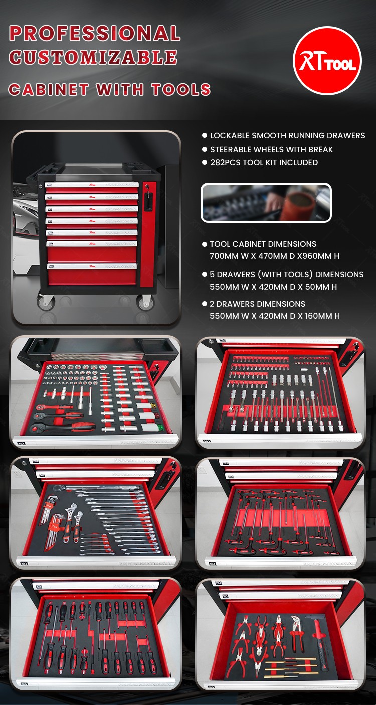 RT TOOL RT282A 7 Drawers Germany Tool Set Mechanical Trolley Great Boss Workshop