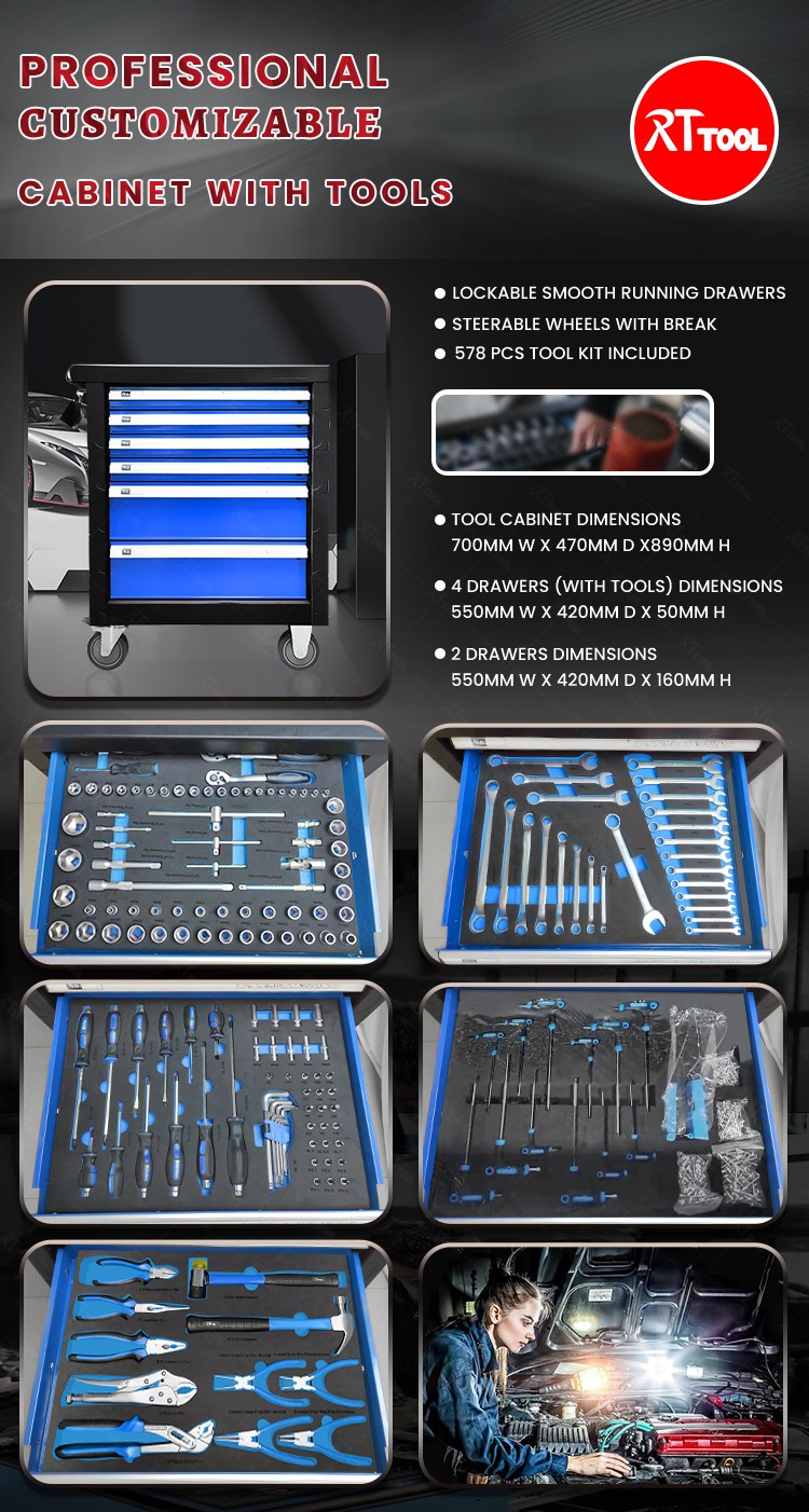 RTTOOL RT578A Equipment Metal Tool Cabinet Drawer Tool Storage Trolley