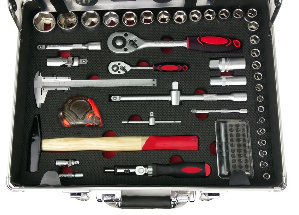 RTTOOL 127Pcs Aluminium Case Socket Wrench Tool Set Box