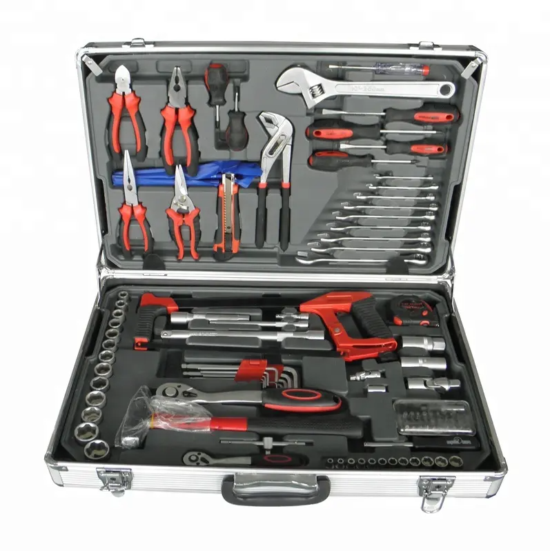 RTTOOL 114PCS All Hand Tools Names Aluminum Case Tools Kit