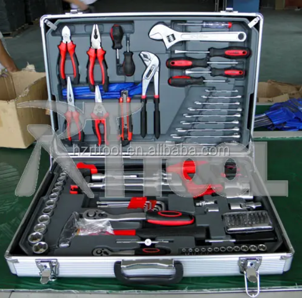 RTTOOL 114PCS All Hand Tools Names Aluminum Case Tools Kit