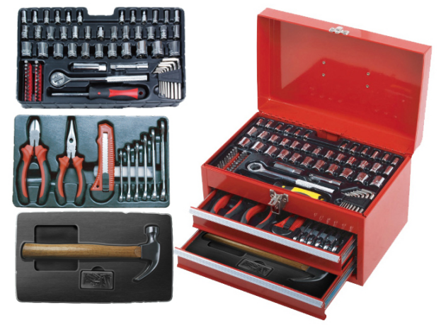 RTTOOL 148pcs Metal Mechanics Tool Box With Bicycle Repair Kits And Hand Tool Kits