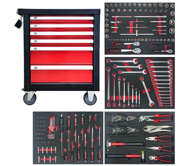 RT 160PCS 6/7 Draws Garage Storage Tool Cabinet Workshop Trolley Toolbox