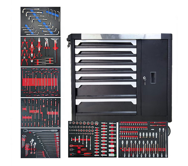 298pcs Hot Storage Metal Trolley Cabinet with Hand Tools