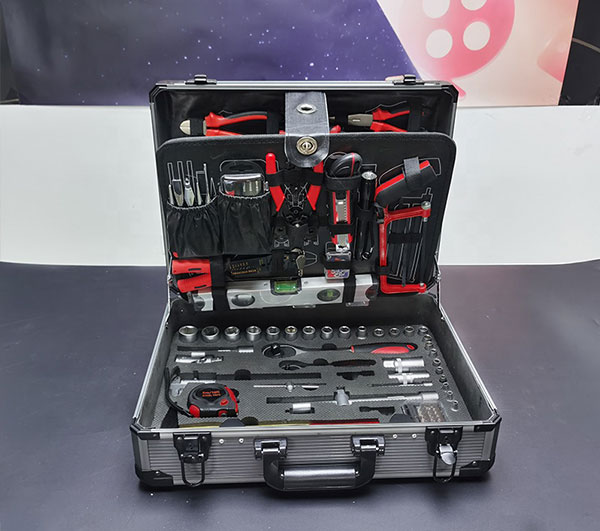 RTTOOL 120pcs Aluminum Case Garage Mechanics Tool Set Complete Box Working Tools Set