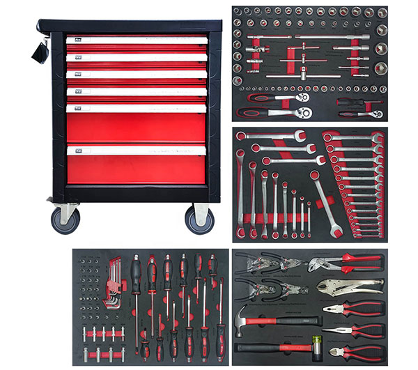 RT 160PCS 6/7 Draws Garage Storage Tool Cabinet Workshop Trolley Toolbox