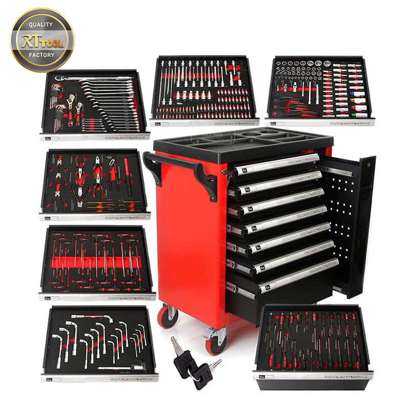 298pcs Hot Storage Metal Trolley Cabinet with Hand Tools