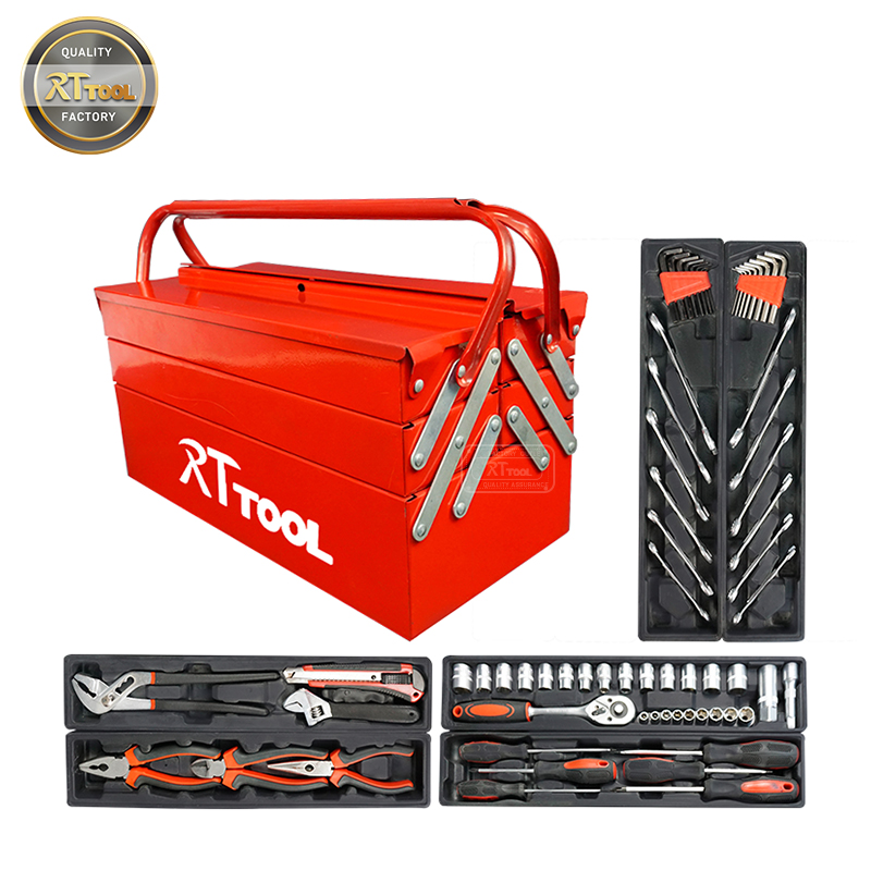 66pcs Household Metal Tool Box With Hand Tools and Workshop Tools