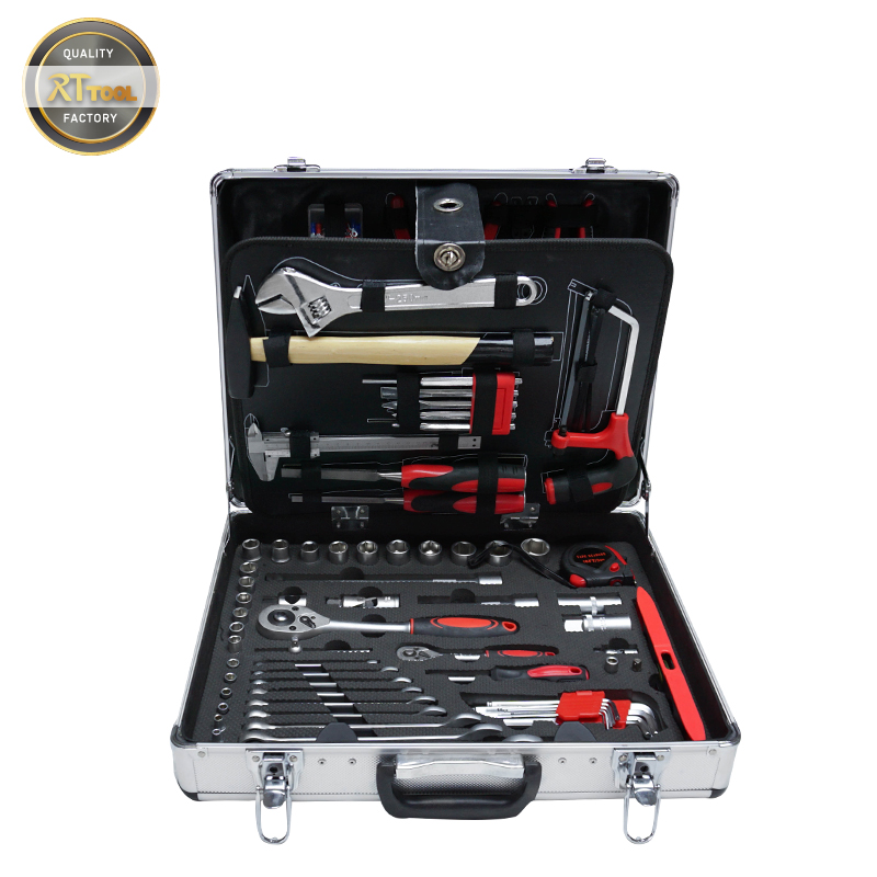 RTTOOL 133pcs Aluminum Case Garage Mechanics Tool Set Complete Box Working Tools Set