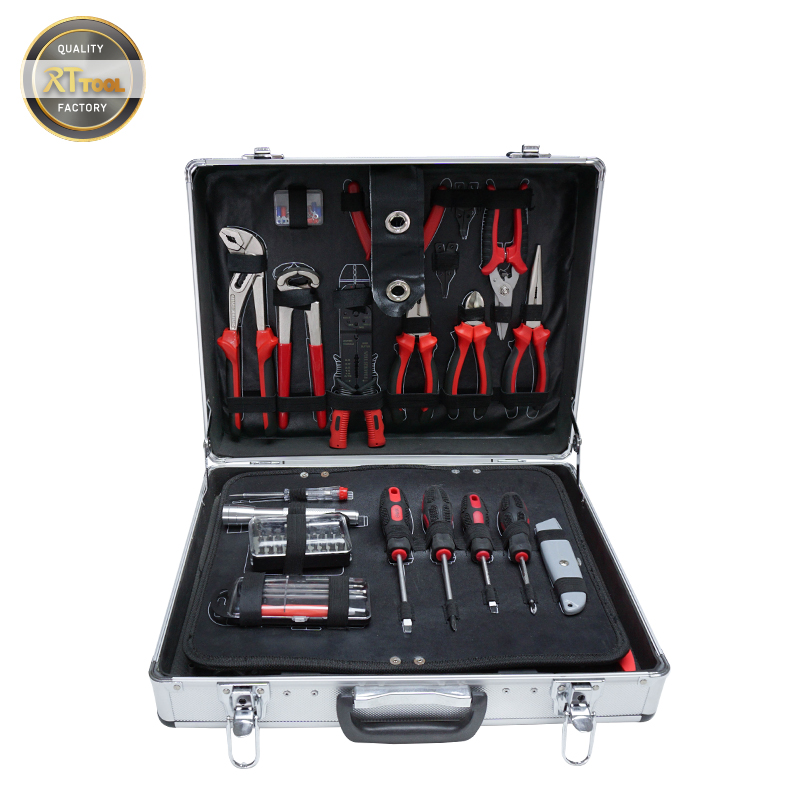 RTTOOL 133pcs Aluminum Case Garage Mechanics Tool Set Complete Box Working Tools Set