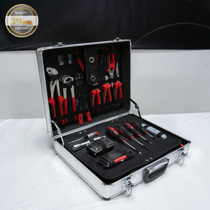 RTTOOL 133pcs Aluminum Case Garage Mechanics Tool Set Complete Box Working Tools Set