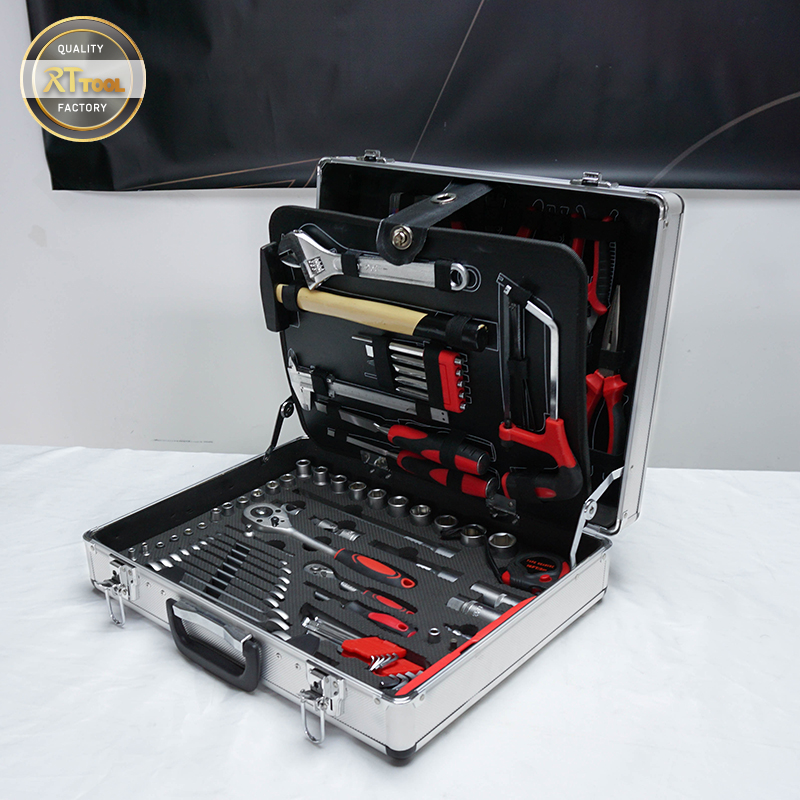 RTTOOL 133pcs Aluminum Case Garage Mechanics Tool Set Complete Box Working Tools Set