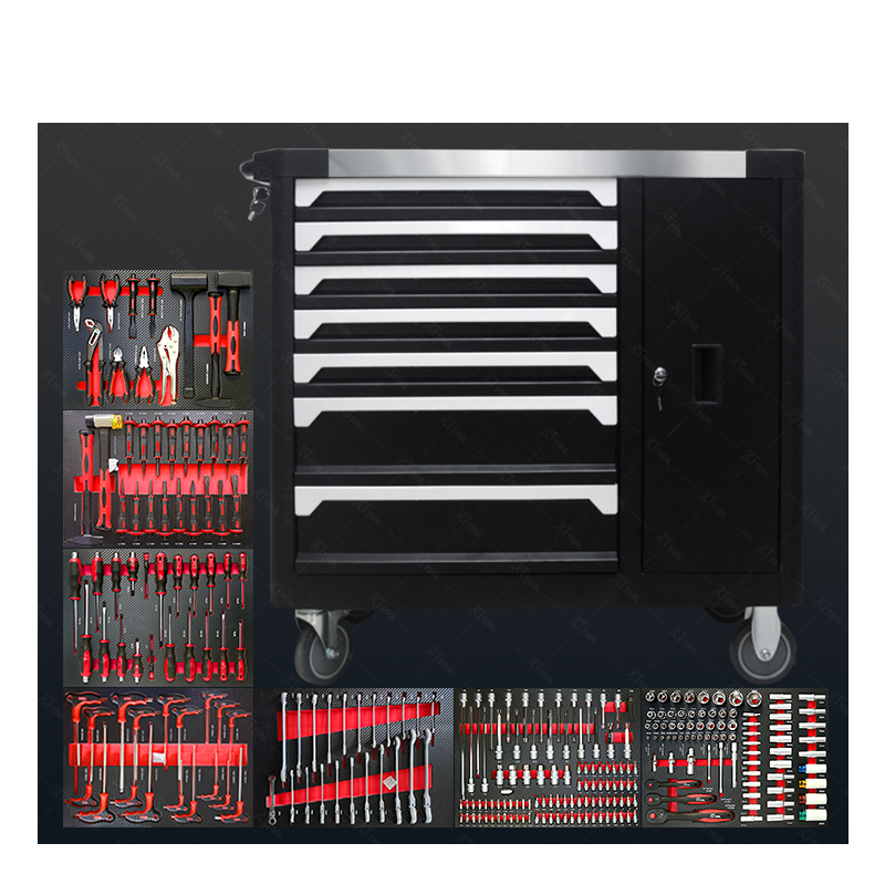 RT TOOL 276A Tool Sets Rolling Box Heavy Duty Stainless Steel Tool Chest 7 Drawers Tool Cabinet Cart Trolley