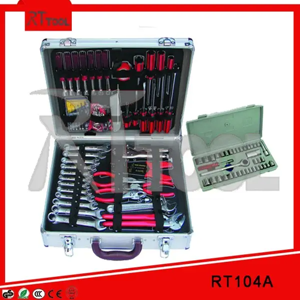 RTTOOL 104pcs aluminum tool kit, workshop tool suitcase