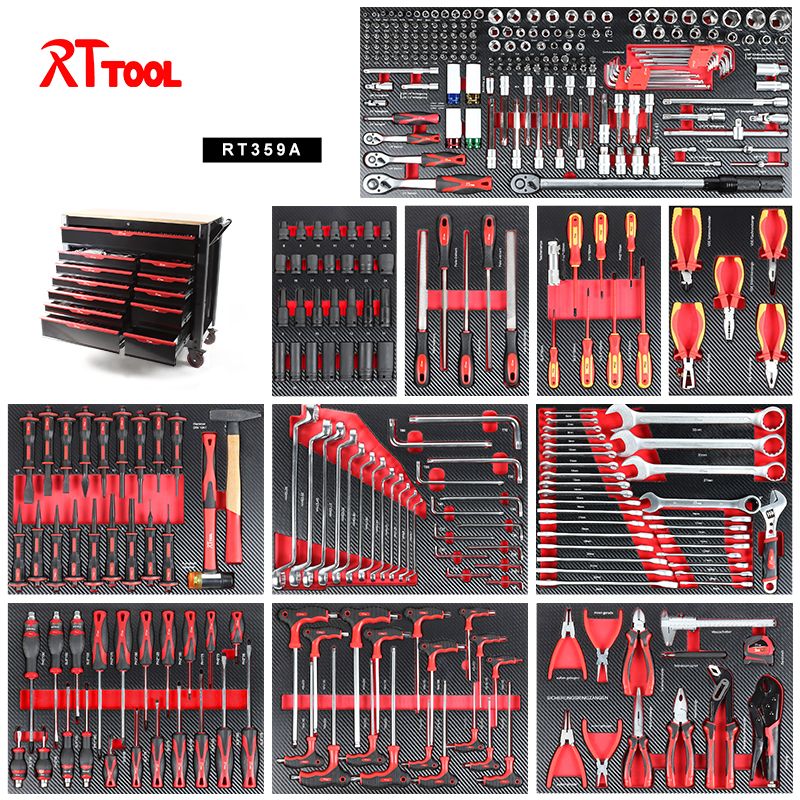 RTTOOL 359pcs tool trolley with metal steel storage workbench tool box tool chest cabinet