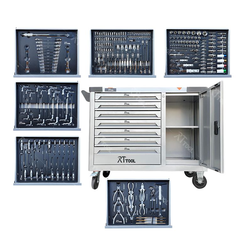 RTTOOL 8 drawer tool trolley CRV 251 pcs hand tool sets tool cabinet logo color customized