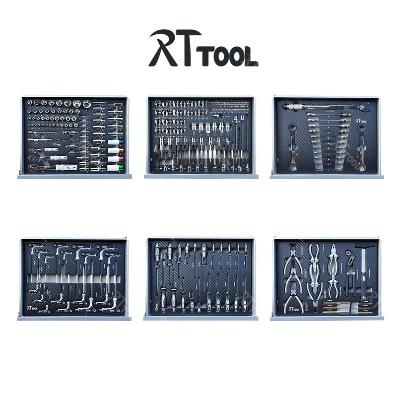 RTTOOL 8 drawer tool trolley CRV 251 pcs hand tool sets tool cabinet logo color customized